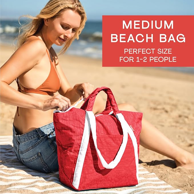 Bodysurf Beach Bag Waterproof Sandproof, Foldable Packable Travel Zip Tote | Pool, boat and swim bag for men and women, XL and medium, 6 colors, zip-top, front pocket, inner wet pouch, recycled nylon - Image 8