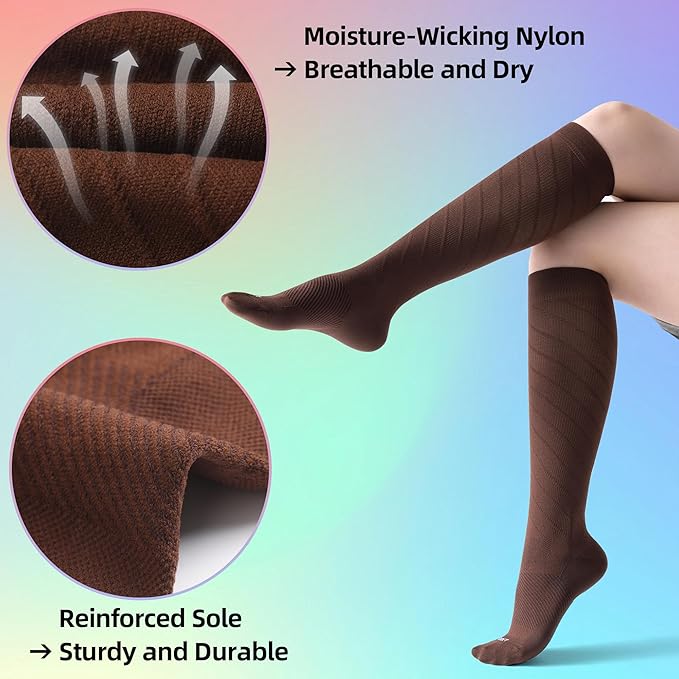 Seamless Moderate Compression Socks for Women & Men 15-20 mmHg - Knee High Support for Circulation, Fatigue Relief - Image 5