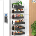HuggieGems Metal Magnetic Spice Rack for Refrigerator Black, 6 Pack | Magnetic Shelves Heavy Duty for Fridge in Kitchen, Seasoning Storage Organizer, For Oven Washer and Dryer, For Heavier Items by HuggieGems