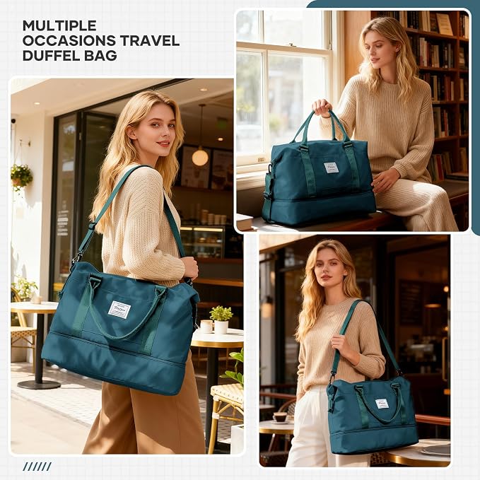 Travel Duffel Bag, Sports Tote Gym Bag, Shoulder Weekender Overnight Bag for Women - Image 3