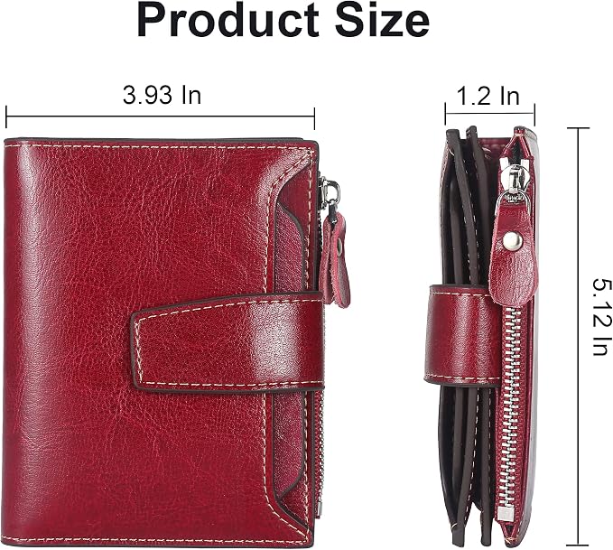 Small Compact Women Wallet RFID Blocking Genuine Leather Bifold Purse with ID Windows - Image 5