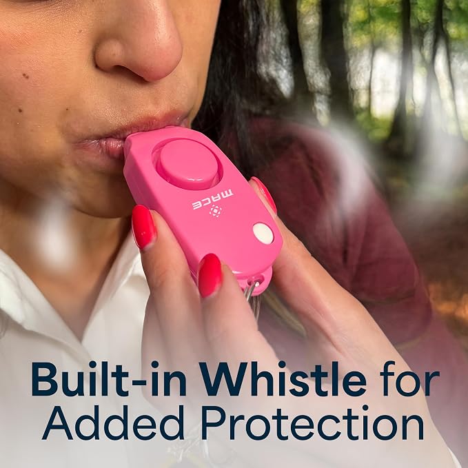 Mace Personal Safety Alarm - Loud 130db Siren, Built in Emergency Whistle, Easy On/Off Push Button Activation, Batteries Included, Personal Alarm for Women & Men - Neon Pink - Image 6