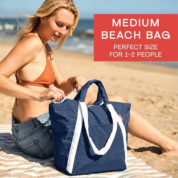 Bodysurf Beach Bag Waterproof Sandproof, Foldable Packable Travel Zip Tote | Pool, boat and swim bag for men and women, XL and medium, 6 colors, zip-top, front pocket, inner wet pouch, recycled nylon - Image 4