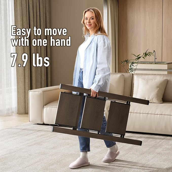 Mayi Plus 3 Step Stool Foldable, Aluminum, Lightweight Step Ladder | Extra-wide anti-slip folding steps with 330 lbs, for home,kitchen,office,outdoor,office,Walnut - Image 5