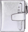 Women's RFID Blocking Leather Small Compact Bi-fold Zipper Pocket Wallet Card Case Purse with id Window by AINIMOER