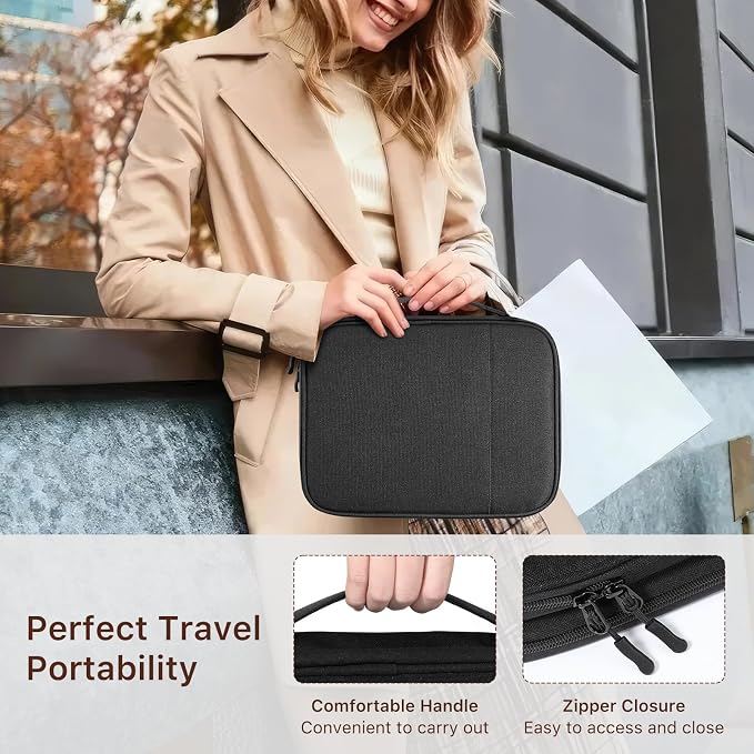 Dadanism Electronics Travel Organizer Case, Double Layers Cord Organizer | Travel All-in-One Storage Bag for Cable, Cord, iPad, Chargers, fits 9-11'' Tablets, Portable Tech Accessories Bag, Black - Image 8
