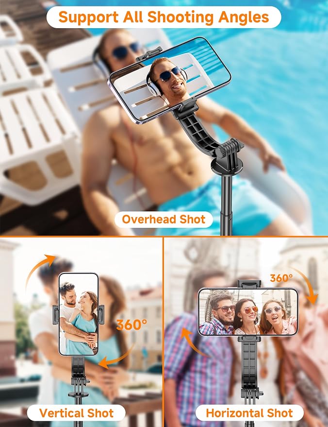 75" Phone Tripod & Selfie Stick, Extendable Cell Phone Tripod Stand with Wireless Remote and PhoneHolder, Stable Travel Tripods for iPhone, Compatible with iPhone 17/16/15/14/13 Pro Max/Android - Image 5