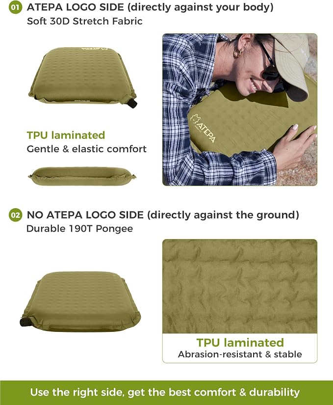 ATEPA Inflatable Seat Cushion | 2" & 2.5" Foam Core Seat Pad, Self Inflating, Compact, Stadium, Airplane, Travel, Camping, Hiking, Sports events - Image 7