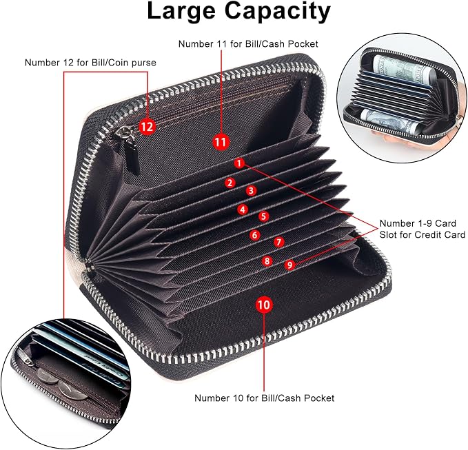 Credit Card Wallet, RFID Card Case Wallet, Zipper Card Cases Holder for Men Women, RFID Blocking, KeyChain Wallet, Compact Size Card Organizer Case for Women - Image 2