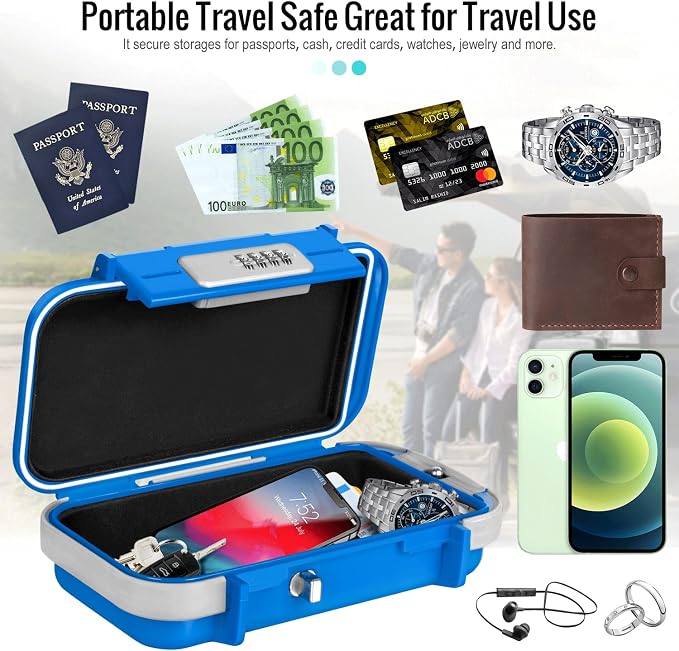 BKNOOU Portable Travel Safe with Removable Chain, Anti-Theft Beach Safe Box, Waterproof Combination Lock Box for Travel, Dorm, Beach, Hotel, Car, Home, Office - Image 5