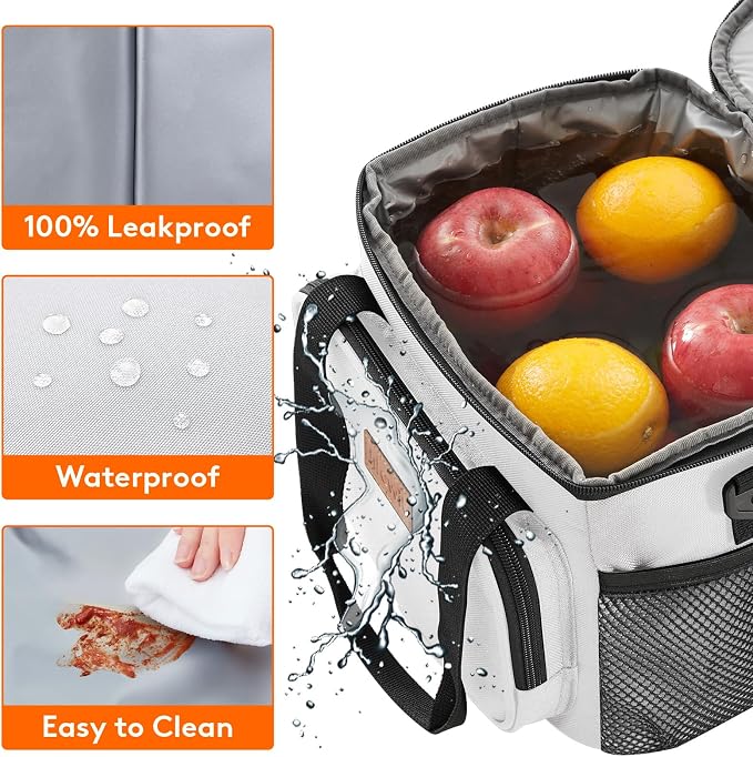 Lifewit Medium Lunch Bag, Insulated Lunch Box, Soft Cooler Cooling Tote for Adult Men Women, Sliver Gray 12-Can (9L) - Image 5