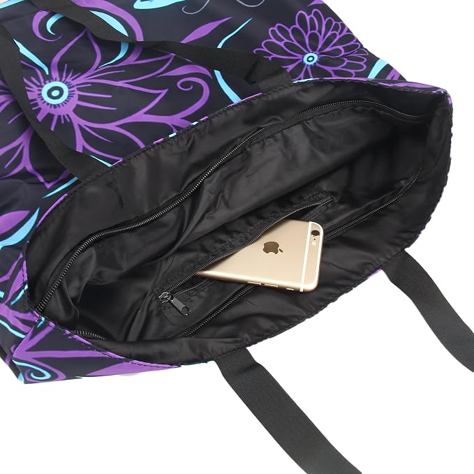 Beach Tote Bags Travel Totes Bag Shopping Zippered Tote for Women Foldable Waterproof Overnight Handbag - Image 7