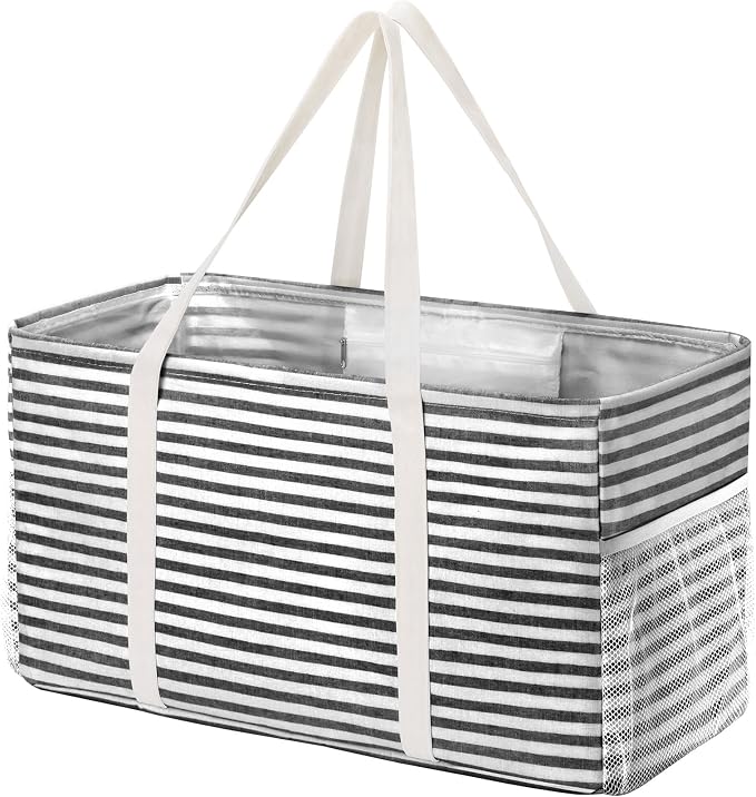 Lifewit Extra Large Tote Bag, Reusable Grocery Bags with Metal Wire Frame and Handles by Lifewit