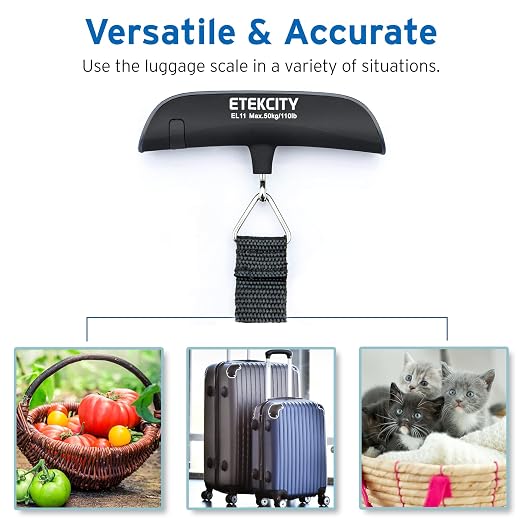 Etekcity Luggage Scale, Digital Suitcase Weight Scale for Travel, 110 lb | Travel Essentials, Air Travel, Suitcase, Hanging Hook, Rubber Grip, Battery Included, Easy-to-Read Display - Image 3