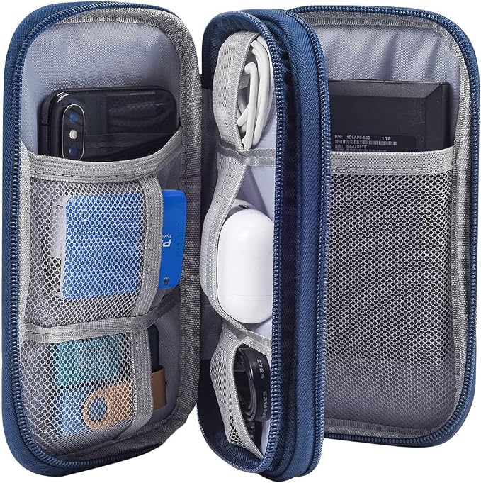 CAOODKDK Electronic Organizer Travel Cable Accessories Bag, Electronic Organizer Case, Electronic Accessories Organizer Bag for Power Bank, Charging Cords, USB Cable, Earphones (Navy Blue) - Image 5