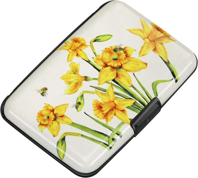 RFID Aluminum Wallet Credit Card Protector Case Holder for Men Women | Mini RFID Aluminum Wallet Credit Cards Holder Business Card Case Metal ID Case for Men Women(Yellow Narcissus) by ELFISH