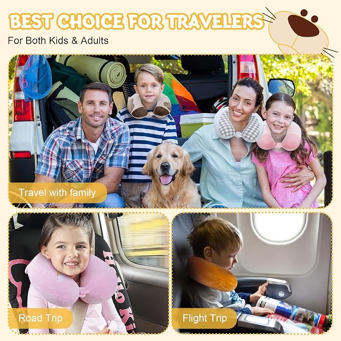 Cirorld Travel Pillow for Kids Adult Cute Neck Pillow for Traveling Memory Foam Airplane Pillow Sleep Mask Animal Flight Pillow Head Rest Neck Support for Cars Long Flights (Yellow Leopard, 9-12 Y/O) - Image 9
