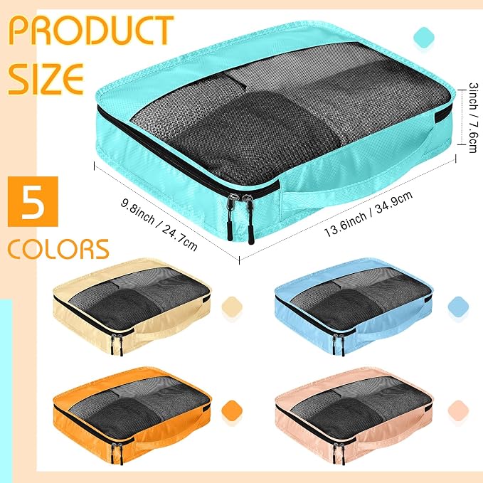 5 Pcs Packing Cubes for Suitcase Large Travel Cubes Carry on Luggage Organizer Bags for Clothes Accessories(S,Pastel) - Image 2
