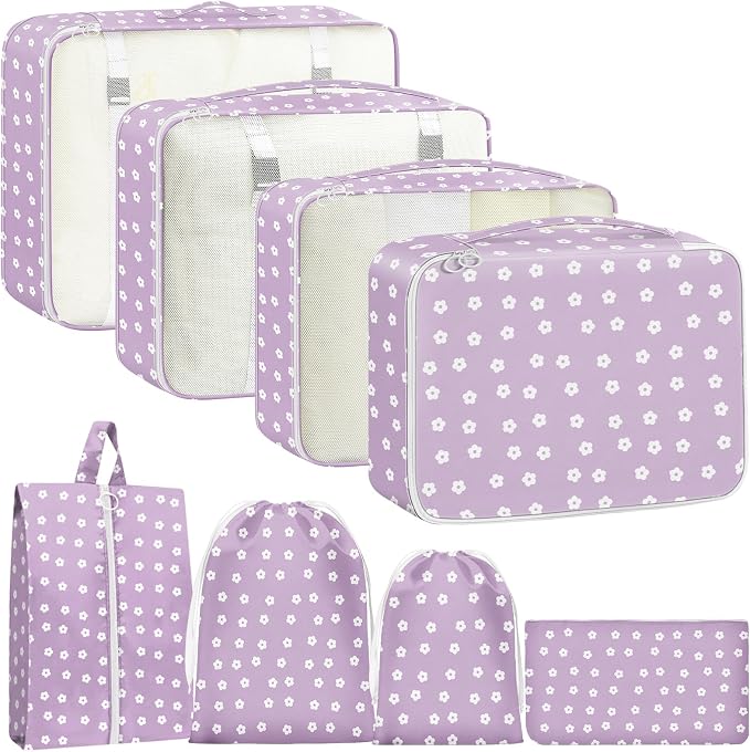 Packing Cubes for Travel - 8 Set Luggage Organizer Bags for Family, Mesh Breathable Packing Cubes for Suitcases Durable Travel Essentials Bags Set by YEEYAA