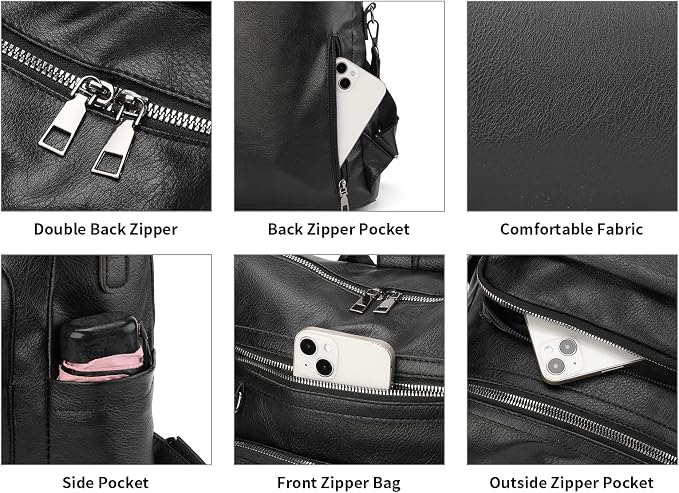 GAEKEAO Backpack Purse for Women PU Leather Anti-theft Backpack Ladies Convertible Large Travel Designer Fashion Shoulder Bag - Image 5