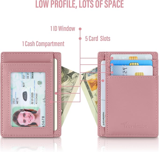 Travelambo Slim Wallet Front Pocket Minimalist Leather RFID Blocking Medium Size - Image 5