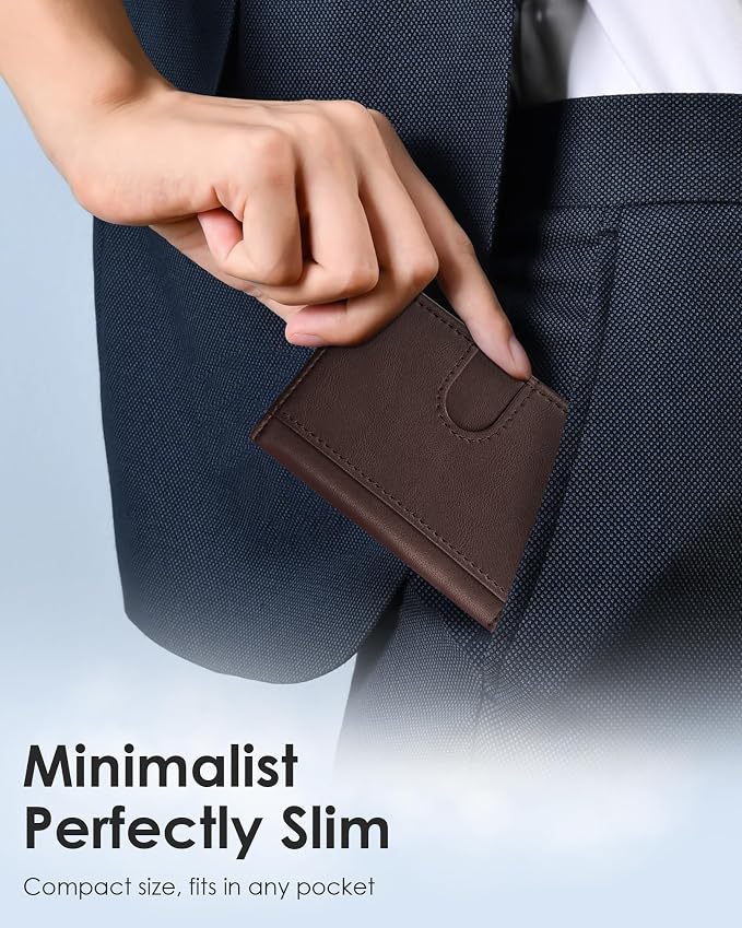 QLD RFID Wallet for Men - Smart Pop up Card Holder - Trifold, Slim, Minimalist Wallet for Front Pocket, 9-11 Cards Capacity | ID Window | Cash Slot | Magnetic Closure - Image 6