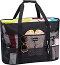 KABAQOO Mesh Beach Bag, Extra Large Beach Bags with 9 Pockets & Zipper Waterproof Lightweight Beach Tote for Beach/Pool Trip by KABAQOO