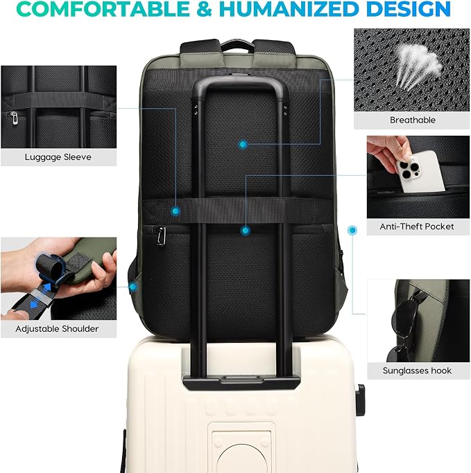 BANGE Men's Laptop Backpack for 17.3Inch Notebook,Airline Approved Travel Backpacks,Business High Tech Backpack with Water Bottle, Work Business Backpacks for Men and Women - Image 4