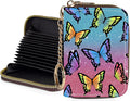 Credit Card Holder for Women,Small Rfid Wallet with Keychain Zipper,Cute PU Leather Card Case Wallet，Accordion Credit Card Wallets Gift,Colorful Butterflies by Unknown