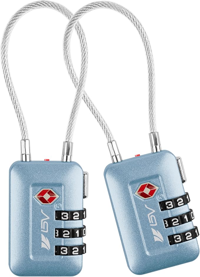 TSA Accepted Luggage Travel Lock, Set-Your-Own Combination Lock for School Gym Locker, Luggage Suitcase Baggage Locks, Filing Cabinets, Toolbox, Case Arctic Blue, 2 Pack (Limited Edition) by BV
