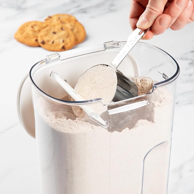 ProKeeper+ Airtight Food Storage Container Set – Clear Plastic Flour and Sugar Canister Set with Magnetic Accessories for Kitchen Organization (White, 9-Piece) - Image 4