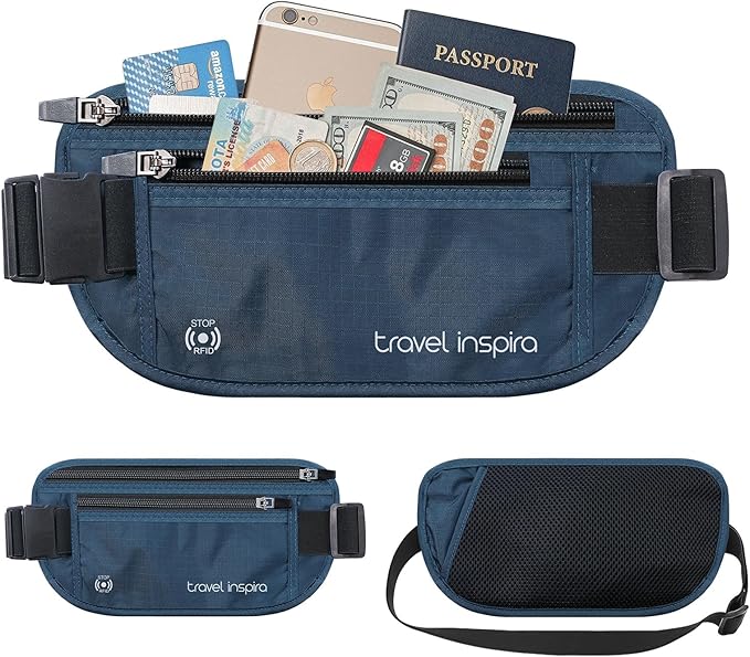 Travel Money Belt with Slim Anti-Theft RFID Passport Holder for Travel | Waist Pack Concealed under Clothes for Ultimate Protection of Credit Cards, Cash, Passport & Documents, Navy Blue - Image 2