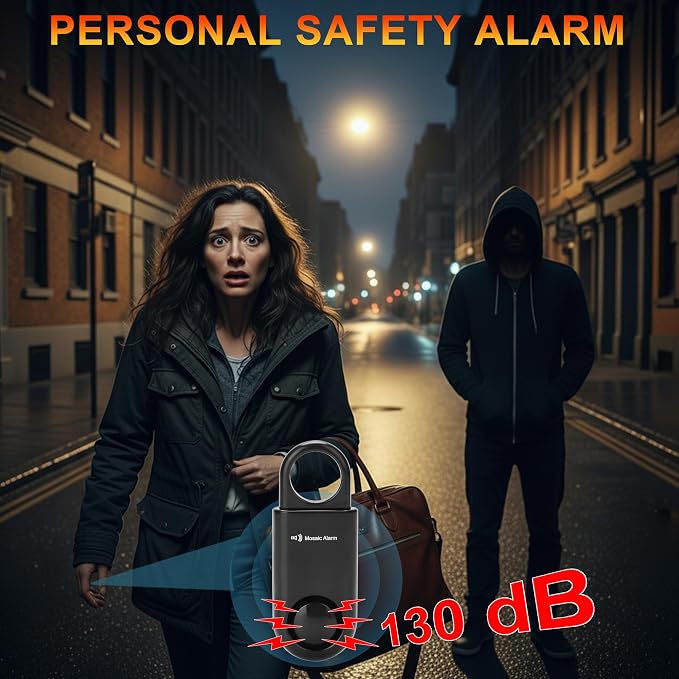 2 Pack Personal Safety Alarm Replaceable Battery | Ultra-Lightweight 0.7 oz Keychain Siren for Women, Student, Children, Night Runner. SOS Emergency 130db Loud Hiking Alert Bulky-Free. Black - Image 2