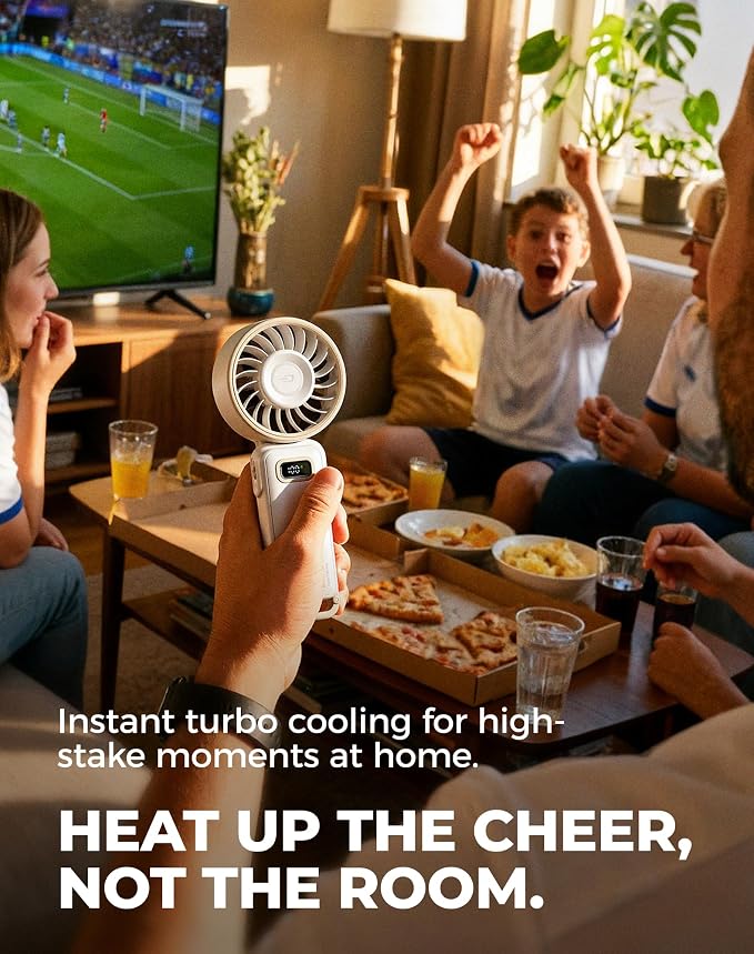 Diveblues Portable Turbo Fan, 100 Speed Handheld Fan with Strong Airflow, Foldable 4 in 1 Personal Fan for Neck, Desk & Travel, USB-C Rechargeable, Lightweight for Summer, Concerts & Outdoor Use - Image 2