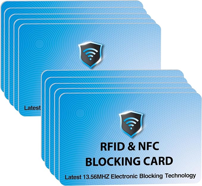 SaiTech IT 10 Pack RFID Blocking Card for Credit Debit ID Card, Sky Blue | Slim Anti-Theft Contactless NFC RFID Blocker Protector, Easily Fit into Wallet and Purse, for Men & Women by SaiTechIT