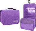 Lcsmaokin Large Capacity Toiletry Bag Travel Bag with Hanging Hook for Men and Women Waterproof Travel Cosmetic Bag Bathroom Storage Bag for Brushes Set, Full-Sized Shampoo, Toiletries, (Purple) by Lcsmaokin