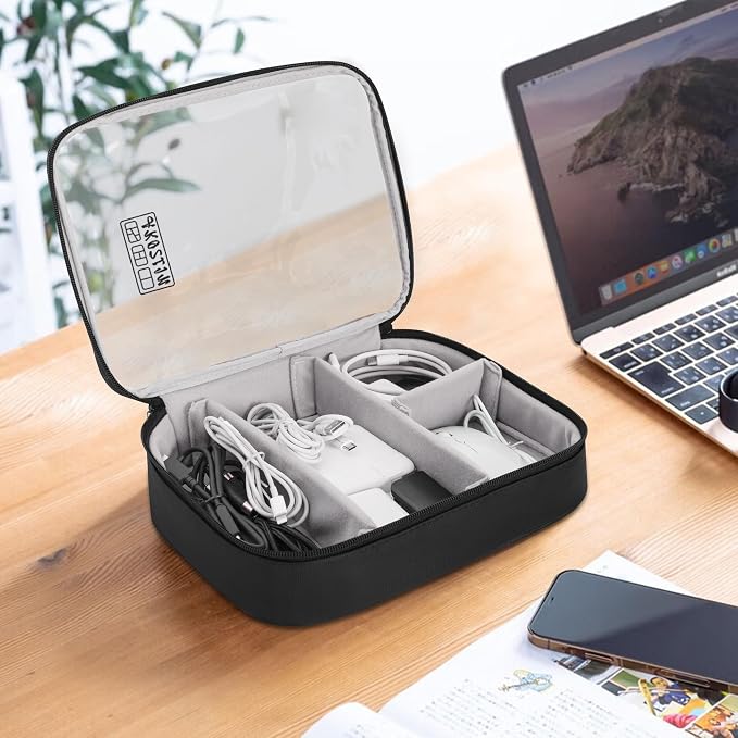 AKOZLIN Cable Organizer Bag, Padded Electronic Organizer Travel Case | Double Layer Cord Organizer Case 3pcs/set, DJ Cable File Accessories Bag with Adjustable Divider, Clear - Image 7