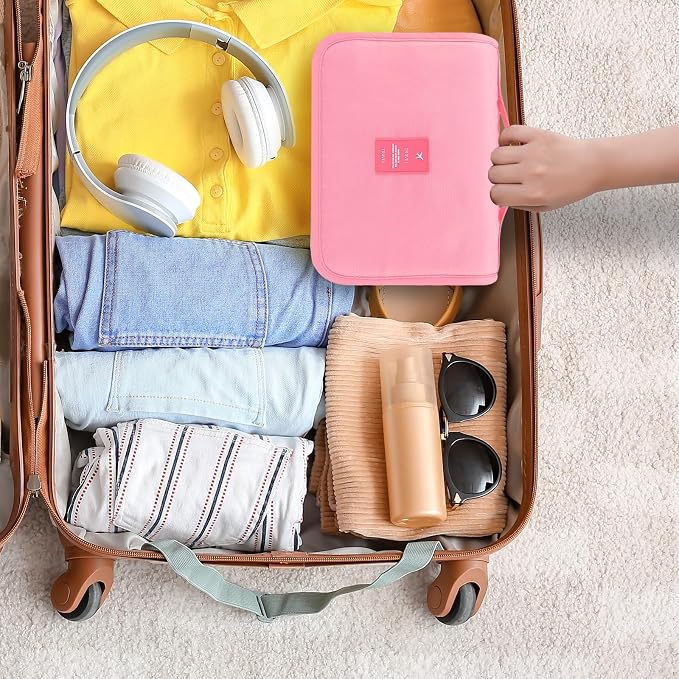 Hanging Travel Toiletry Bag for Women, Hanging Toiletry Bag with Multi-Pockets, Toiletry Bag for Traveling Easy Clean, Travel Organizer Pink - Image 4