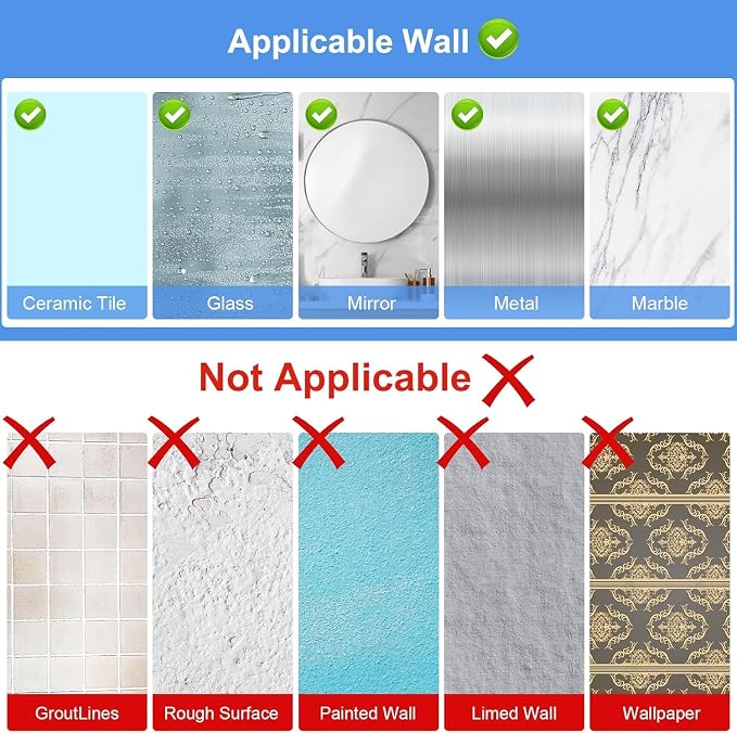 Acrylic Shower Shelves with Soap Dish & Toothbrush Holder, Clear Plastic Shower Caddy, Adhesive Bathroom Organizer Wall Mount, No Drill Installation 4 Pack - Image 9