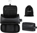 Elviros Hanging Toiletry Bag for Men PU Leather Kit, Extra Large, Black | Water-Resistant Travel Organizer with Hanging Hook for Toiletries, Shaving Tools, Grooming Items, and Daily Storage by Elviros
