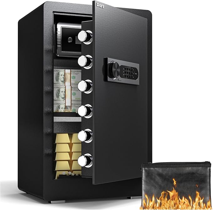 DAYI Safe Box, 4.0 Cubic Feet Home Safes with Fireproof Bag, Digital Keypad, Dual Alarm Security Safe for Money, Documents, Ideal for Office Use - D-70 by DAYISAFE