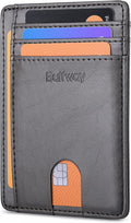 Buffway Slim Minimalist Front Pocket RFID Blocking Leather Wallets for Men and Women - Alaska Grey by Buffway