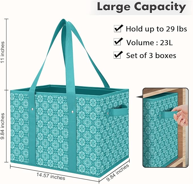 Reusable Grocery Bags 2 Pack, Foldable & Water Resistant Shopping Bags | Large Grocery Tote Bag Water Resistant Shopping Bags Foldable Grocery Bag for Clothes,Shoes and Picnic - Image 4
