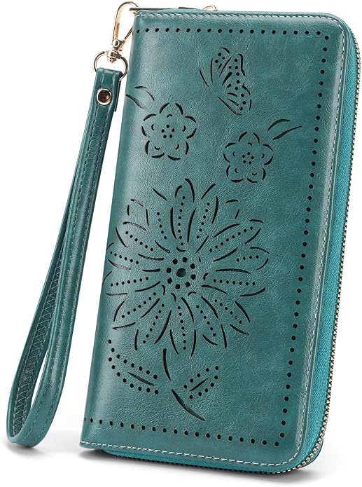 RFID Wallet Women Large Capacity Sunflower Wristlet Wallets for Women Clutch Ladies Cell Phone Purse by HAYRVANE