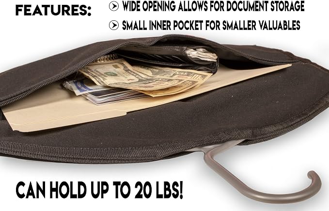 Hanger Diversion Safe with Hidden Pocket | Fits Under Hanging Clothes, Hide Valuables, For Home or Travel - Image 2