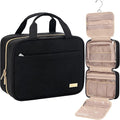 NISHEL Travel Toiletry Bag for women, Portable Hanging makeup Organizer | for Travel-Sized Shampoo, Conditioner, Brushes Set, makeup Accessories, Medium Size, Black by NISHEL