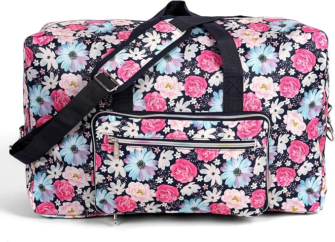 22" Foldable Large Travel Duffel Duffle Bag Sports Gym Tote Bag For Women Overnight Carryon Weekend Bag Shoulder Bag Water Resistant - Image 2