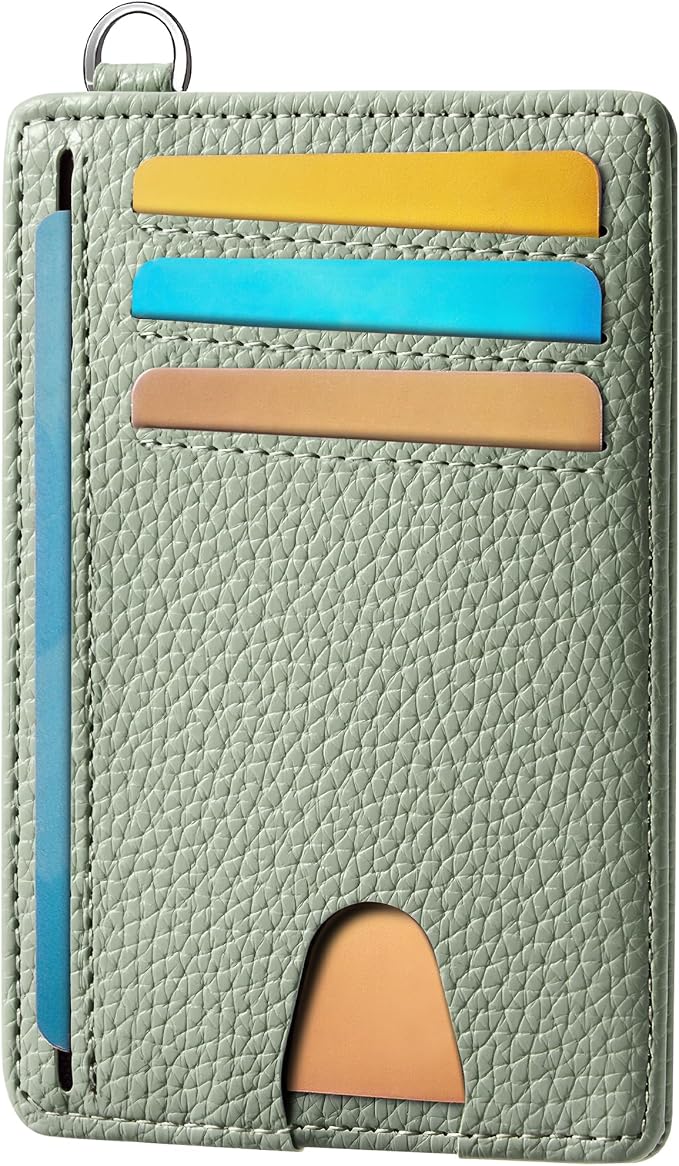 Mayski Slim Wallet, Credit Card Holder for Women, Minimalist Front Pocket RFID Blocking Card Cases, Small Wallet Women Men(Litchi Green) by SLIMELEGANCEPERSONIFIED