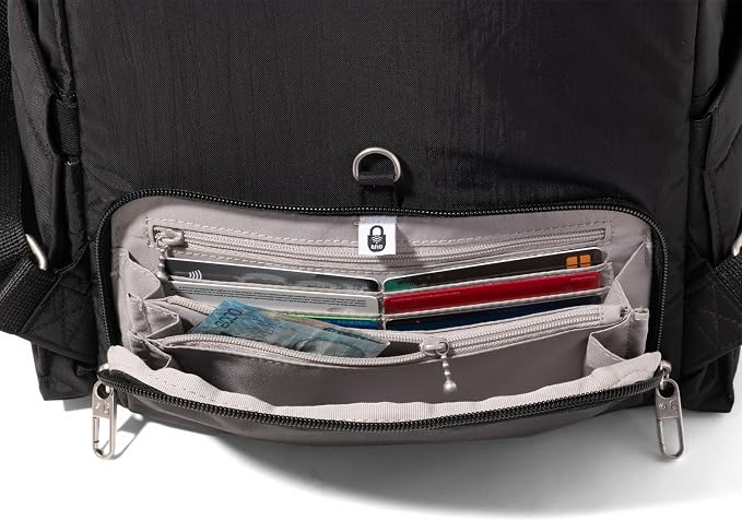 Securtex Anti-Theft Getaway Backpack - 9.4"x13"x5" Travel Safe Bag w/Locking Zippers, Slash-Resistant, RFID - Image 11