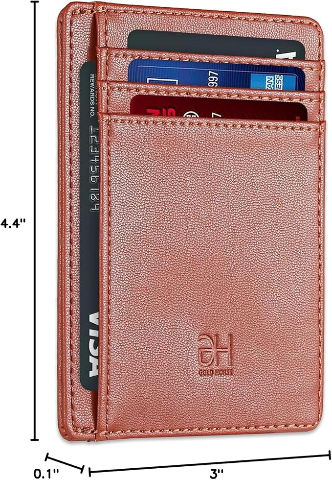 GH GOLD HORSE Slim RFID Blocking Card Holder Minimalist Leather Front Pocket Wallet for Women | Slim - Image 8